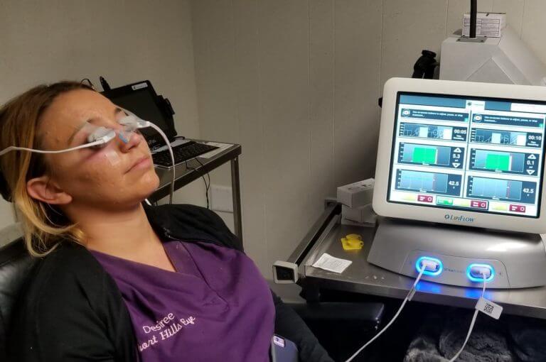 Woman getting LipiFlow Treatment